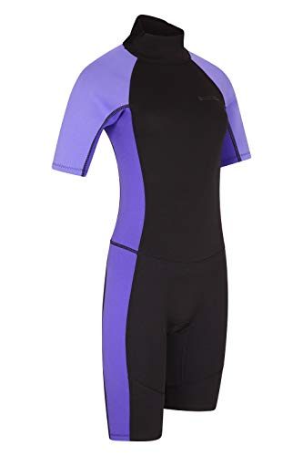 Mountain Warehouse Traje de Neopreno para Mujer Shorty - Cuerpo: 2.5mm, De baño, de Surf, con Cremallera Easy Glide, Tirador extendido, Costuras Planas - para Buceo Morado Oscuro 44-46