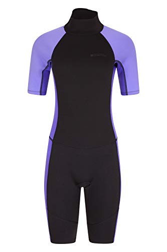 Mountain Warehouse Traje de Neopreno para Mujer Shorty - Cuerpo: 2.5mm, De baño, de Surf, con Cremallera Easy Glide, Tirador extendido, Costuras Planas - para Buceo Morado Oscuro 44-46