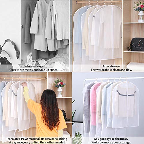 mreechan Fundas de Ropa,10 Fundas Fundas Ropa,Bolsas De Ropa Transparentes Impermeables Transpirables con Cremalleras a Prueba De Polvo para Traje Suéter Chaqueta Abrigosy Otro Tipo De Prendas