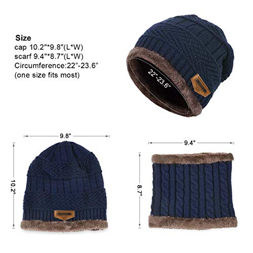 MUCO Gorros Hecho Punto Bufanda de Dos Piezas Hombre Mujer Invierno cálido al Aire Libre