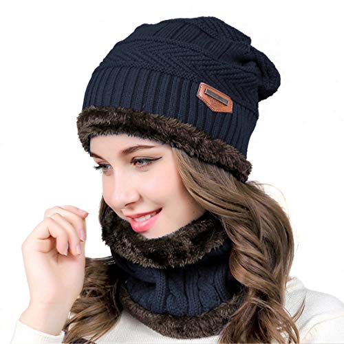 MUCO Gorros Hecho Punto Bufanda de Dos Piezas Hombre Mujer Invierno cálido al Aire Libre