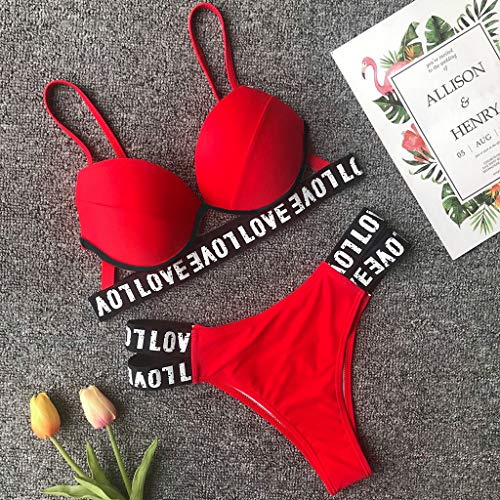 Mujer Bikini 2019 Color sólido Traje de Baño Mujer Dos Piezas Ropa de Playa Conjunto de Bikinis Impresión Sexy Push up Bikini Tankinis Mujer Beachwear Bañador Mujer vpass