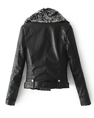 Mujer De Manga Larga Chaqueta De Cuero De La PU con Cremallera Chaqueta Moto Outcoats Black L