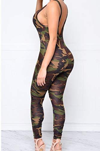 Mujer Mono Largos Moda Vintage Elegantes Monos Festival Camuflaje de Moda Sin Mangas Cuello Redondo Elásticos Skinny Deportiva Fitness Entrenamiento Overall Playsuit Verano