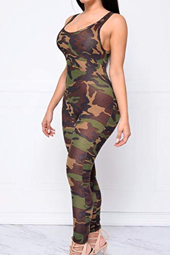 Mujer Mono Largos Moda Vintage Elegantes Monos Festival Camuflaje de Moda Sin Mangas Cuello Redondo Elásticos Skinny Deportiva Fitness Entrenamiento Overall Playsuit Verano