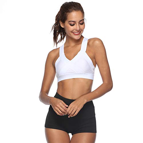 Mujer Ropa Interior Deportiva Running Yoga Camiseta sin Mangas Sujetador Deportivo sin Costuras sin Costuras Deporte Blusa Tank Tops Slim Fit Gimnasio riou