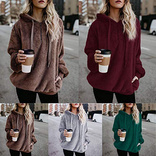 Mujer Sudadera Caliente y Esponjoso Tops Chaqueta Suéter Abrigo Jersey Mujer Otoño-Invierno Talla Grande Hoodie Sudadera con Capucha riou