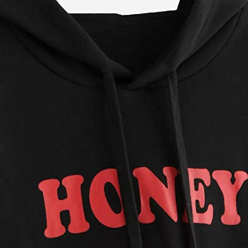 Mujer Sudaderas Cortas,ZARLLE Casual Honey Letras Mujer Sudaderas con Capucha Manga de Red Sudaderas Tumblr Mujer Cortas Adolescente Deportiva Blusa Tops Sudaderas para Mujer