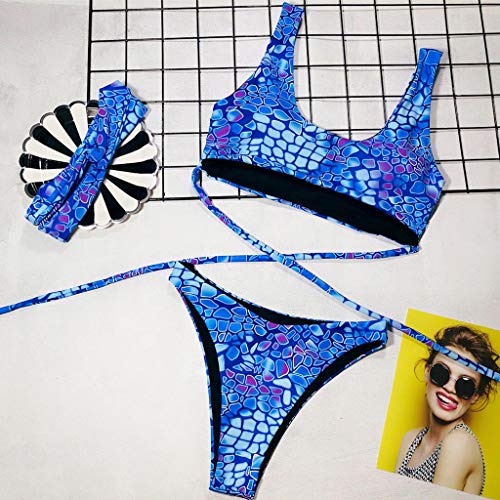 Mujer Trajes de Baño Realde Estampado de Serpiente Vendado Bikini con Relleno de Dos Piezas Conjunto de Bikini de Cintura Alta Conjunto de Trajes de Baño Monokini Bañadores Bikinis