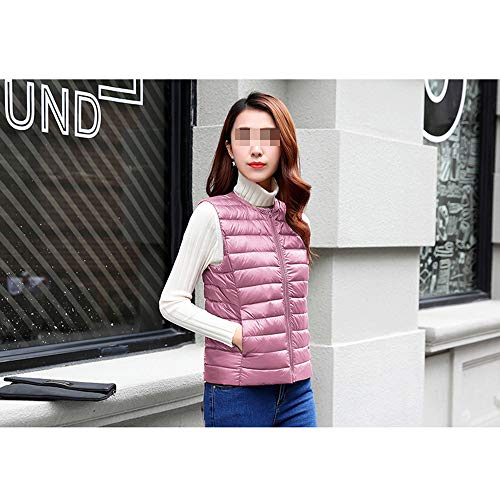 Mujer Ultra-Light Chaleco de Pluma Sin Cuello Plegable de Plumón Chaquetas Cremallera Gilet H-M