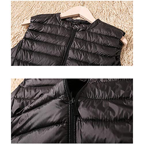 Mujer Ultra-Light Chaleco de Pluma Sin Cuello Plegable de Plumón Chaquetas Cremallera Gilet H-M