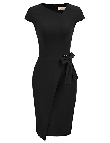 Mujer Vestido Lápiz de Oficina Elegante Mangas Cortas Ajustado 2XL CL010867-1