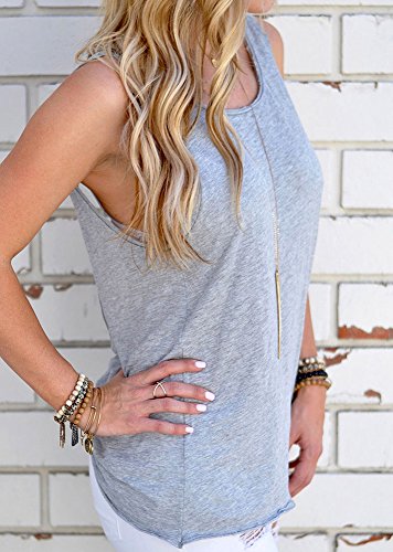 Mujeres Backless Sleeveless Tank Top con Espalda Abierta Nudo Casual Shirt Tee (Gris claro, M :38/40)