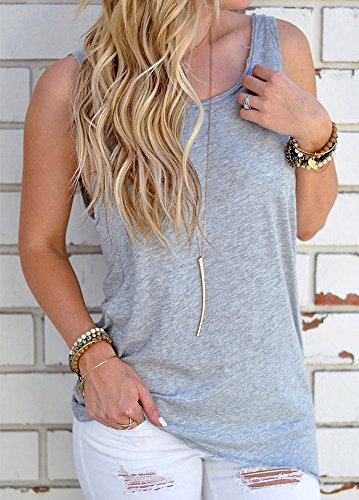 Mujeres Backless Sleeveless Tank Top con Espalda Abierta Nudo Casual Shirt Tee (Gris claro, M :38/40)