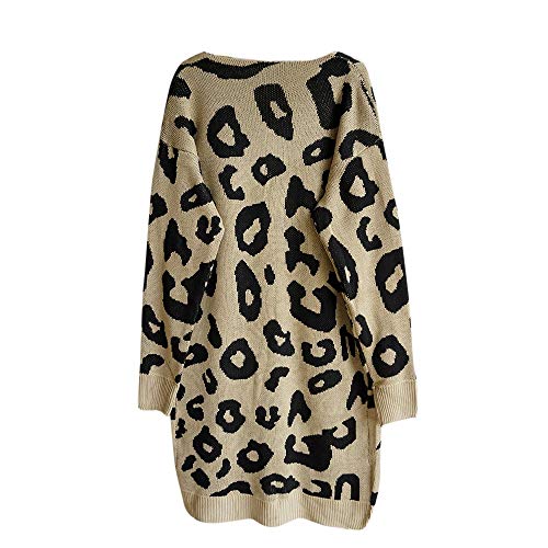 Mujeres Cárdigans Chaqueta De Punto Manga Larga Leopardo Rayas Frente Abierto Jersey Suéter de Abrigo - Mujeres Tops Jersey Sudadera Otoño Invierno