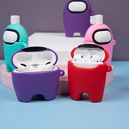 Mulafnxal para Airpods 1&2 Cute Case,Paper Among Silicona Lindo Interesante Animal Caricatura Cartoon Protective Elegante Moda Llavero Funda Air pods Niño Chica Juventud Caso para Airpod(Blue)