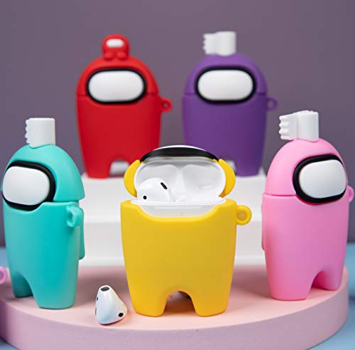 Mulafnxal para Airpods 1&2 Cute Case,Paper Among Silicona Lindo Interesante Animal Caricatura Cartoon Protective Elegante Moda Llavero Funda Air pods Niño Chica Juventud Caso para Airpod(Blue)