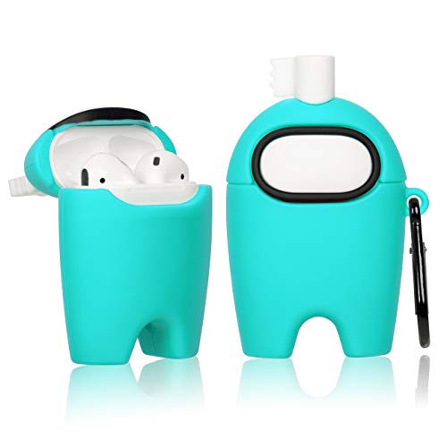 Mulafnxal para Airpods 1&2 Cute Case,Paper Among Silicona Lindo Interesante Animal Caricatura Cartoon Protective Elegante Moda Llavero Funda Air pods Niño Chica Juventud Caso para Airpod(Blue)