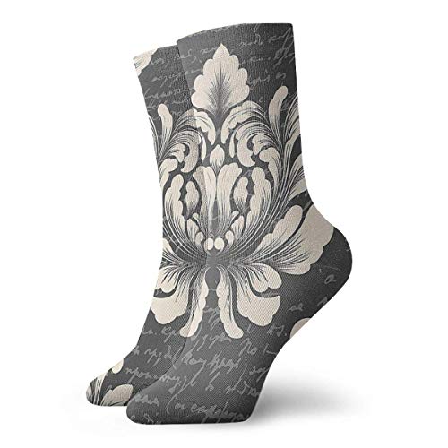 N\A Vintage Damask Script Calcetines para mujer Calcetines de tripulación Calcetines de vestir casuales novedosos