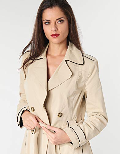 Naf Naf Menk12 Gabardina, Beige (Trench 1585), 38 para Mujer