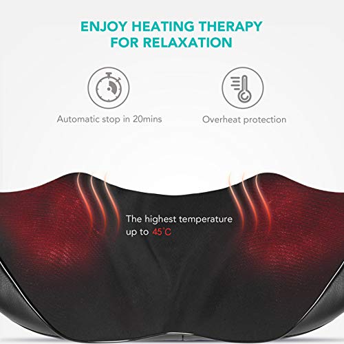 Naipo Masajeador de Cuello y Hombros Básico Shiatsu Masajeador Cervical con 3D Rotación y Función de Calor para Relajación de Fatiga en Casa, Oficina o Coche 2 Años Garantía