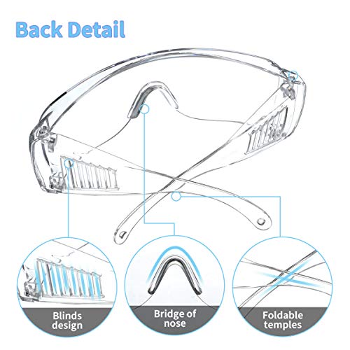 NASUM Plegable Gafas Protectoras, Gafas de Seguridad, Gafas a Prueba de Polvo, para Uso Industrial, Agrícola o de Laboratorio (1 Par)