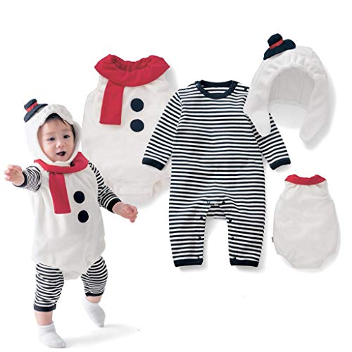 Navidad POLP Baby Monos Disfraz de Muñeco de Nieve Modelado Unisex Mameluco de Felpa Manga Larga y Chaleco y Sombrero Invierno Cálido Disfraces de Fiesta Pijama Christmas Party