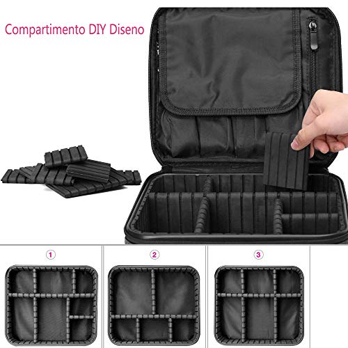 Neceser Maquillaje Impermeable Bolsa de Maquillaje Organizador A Brochas de Maquillaje Estuches Portatil Cosmeticos Bolsa Neceser De Viaje(Violeta con patron labios)