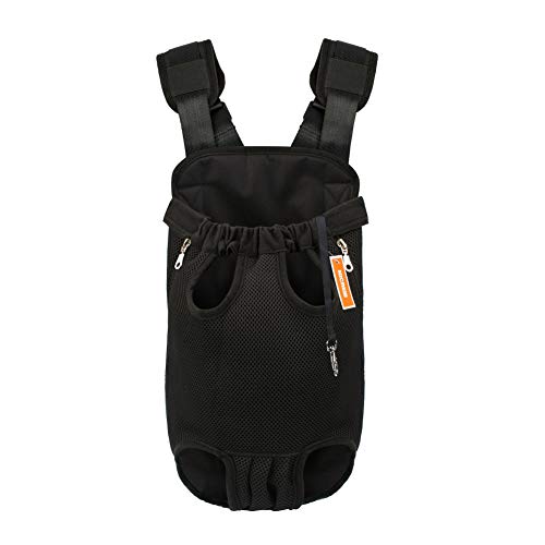 NICREW Mochila del Perro, Adjustable Bolsa Delantera Pet Front Cat Dog Carrier Backpack, Viaje Bolsa de Transporte de Mascotas para Viajar/Senderismo/Camping-L-Negro