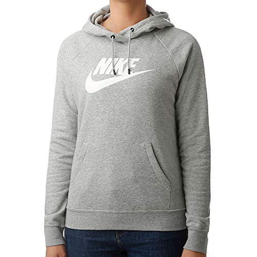 NIKE W NSW Essntl Hoodie Po Hbr Sweatshirt, Mujer, Dk Grey Heather/ White, S