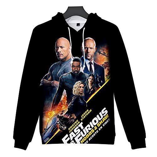 Nikea Hombre Mujer Pullover Sudadera con Capucha Unisex 3D Dominic Toretto Luke Hobbs Deckard Shaw Digital Impresión Bolsillo Encapuchado Sudaderas Casual Suelto Ajuste Tops,A,M