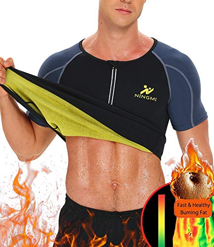 NINGMI, Sudadera de Neopreno para Hombre, Trajes de sudoración, Chaleco recortador de Cintura ponderado, Camisa de Entrenamiento para Sauna