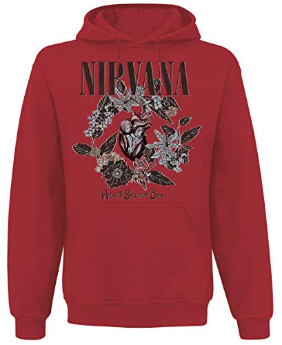 Nirvana Heart Shaped Box Hombre Sudadera con Capucha Rojo L