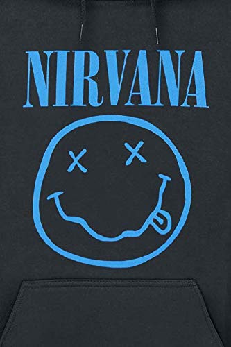 Nirvana Nevermind Smile Hombre Sudadera con Capucha Negro XL, 50% algodón, 50% poliéster, Regular