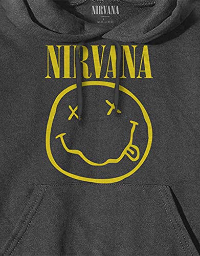 Nirvana 'Yellow Smile' (Grey) Pull Over Hoodie (x-large)