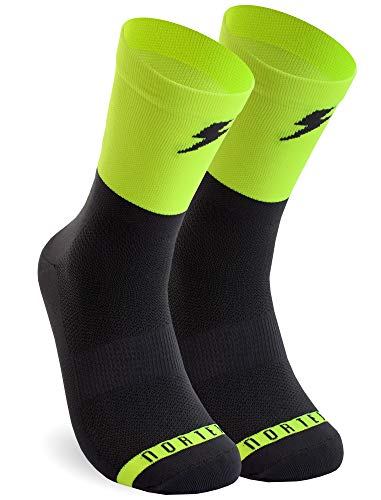 NORTEI Calcetines para Ciclismo, MTB y Running de Caña Alta para Hombre y Mujer – Disconnect (S-M (38-42))