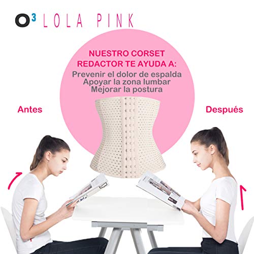 O³ Corset Reductor Adelgazante Mujer – Tallas S – XXXL | Fajas Reductoras Adelgazantes para Body Mujer Lola Pink– Fajas Colombianas Cómodas y Ligeras – Negro S/36