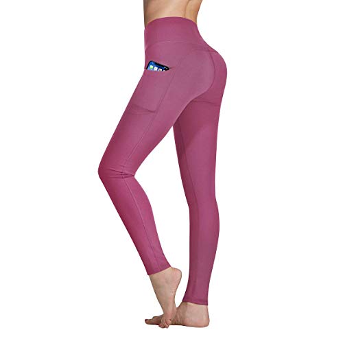 Occffy Cintura Alta Pantalón Deportivo de Mujer Leggings para Running Training Fitness Estiramiento Yoga y Pilates DS166 (Rosa begonia, S)