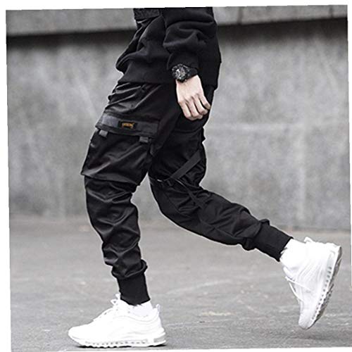 Odoukey Pantalones Hombre Moda Pantalones de Carga del Harem de los Pantalones El Traje de Hiphop del Punk del Basculador Deporte Hombres Muchachos de la Manera Negro S