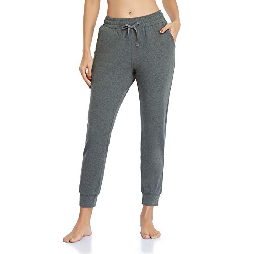 Ollrynns Pantalones Chándal Mujer Algodón Largos Jogging Pantalón Deportivos con Bolsillos para Yoga Fitness Jogger Correr Casual N061 (Gris Profundo, S)