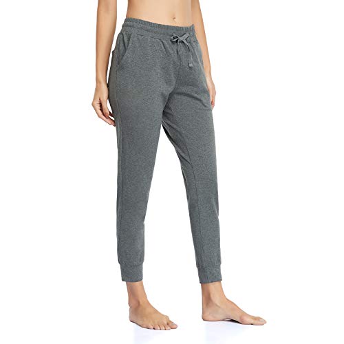 Ollrynns Pantalones Chándal Mujer Algodón Largos Jogging Pantalón Deportivos con Bolsillos para Yoga Fitness Jogger Correr Casual N061 (Gris Profundo, L)