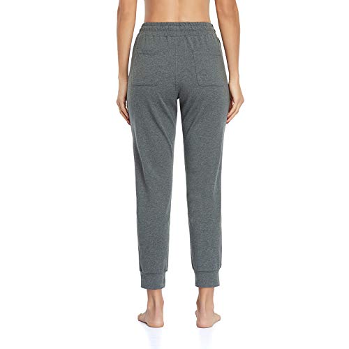 Ollrynns Pantalones Chándal Mujer Algodón Largos Jogging Pantalón Deportivos con Bolsillos para Yoga Fitness Jogger Correr Casual N061 (Gris Profundo, L)