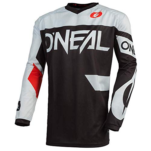 O'Neal | Jersey de Motocicleta | Enduro Motocross | Protección Acolchada para los Codos, Ajuste para una máxima Libertad de Movimiento | Jersey Element Racewear | Adultos | Negro Blanco | Talla L