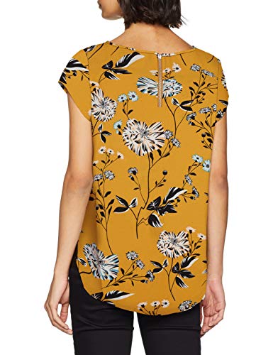 ONLY NOS Onlvic Ss Aop Top Noos Wvn, Blusa Mujer, Multicolor (Chai Tea Aop: Yellow Flower), 34 (Talla fabricante: 34)