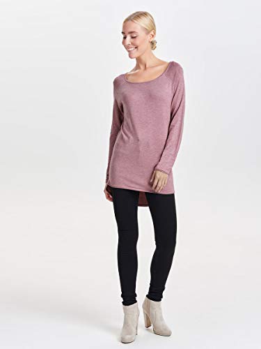 Only onlMILA LACY L/S LONG PULLOVER KNT NOOS - suéter Mujer, Rosa (Mesa Rose Detail:W. MELANGE), 42 (Talla del fabricante: X-Large)