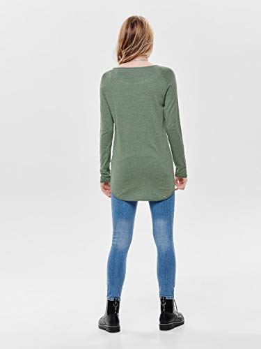 Only Onlmila Lacy L/s Long Pullover Knt Noos suéter, Verde (Chinois Green Detail: W. Melange), 40 (Talla del Fabricante: Medium) para Mujer