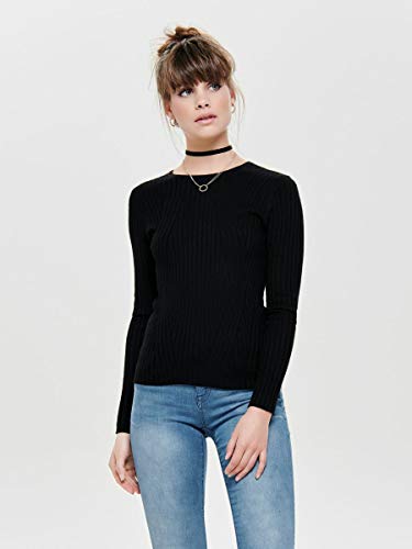 Only Onlnatalia L/s Rib Pullover Knt Noos suéter, Black, X-Large para Mujer