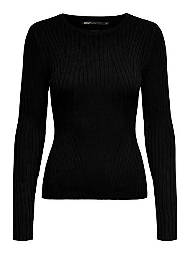 Only Onlnatalia L/s Rib Pullover Knt Noos suéter, Black, X-Large para Mujer