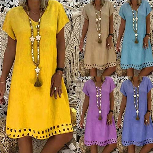 Onsoyours Mujer Vestidos Casual Manga Corta Cuello V Suelto Impreso Boho Florales Nacional Noche Playa Vacaciones Verano Vestido A Morado 50