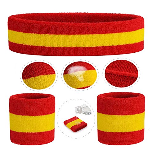 ONUPGO Set de muñequeras Deportivas Set de muñequeras con Banda de sujeción Bandas para Sudar Wristband Ejercicio atlético Baloncesto Muñequera y Bandas para la Cabeza